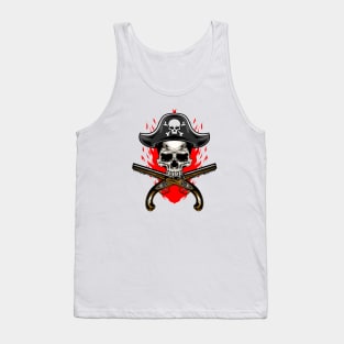 Skull Pirates Fire Guns Tank Top